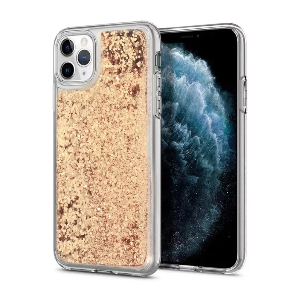 Merkury Innovations iPhone 12 Pro Max Gold Glitter Floating Protective Case